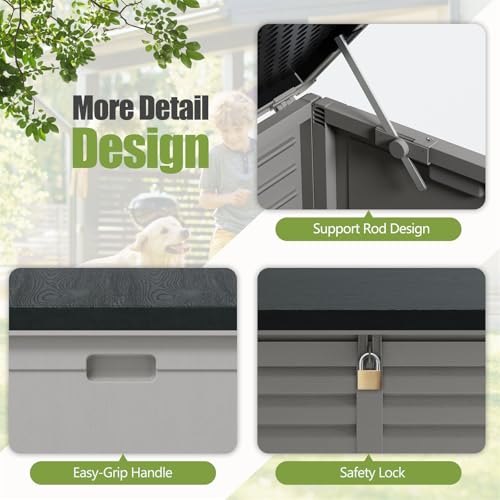 130 Gallon Outdoor Storage Box, Waterproof Lockable Deck Box, Equipped with Handles, Easy to Move, Suitable for Gardens, Yards (Black)