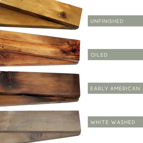 Modern Timber Craft Reclaimed Wood Wall Shelf | Solid Rustic American Barnwood with Floating Shelf Brackets | 2.75" Thickness | 36" L x 8" D, Oiled