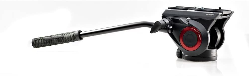 Manfrotto MVH500AH, Lightweight Fluid Video Head with Flat Base, Sliding Plate for Rapid Camera Connection, Supports Multiple Tripods