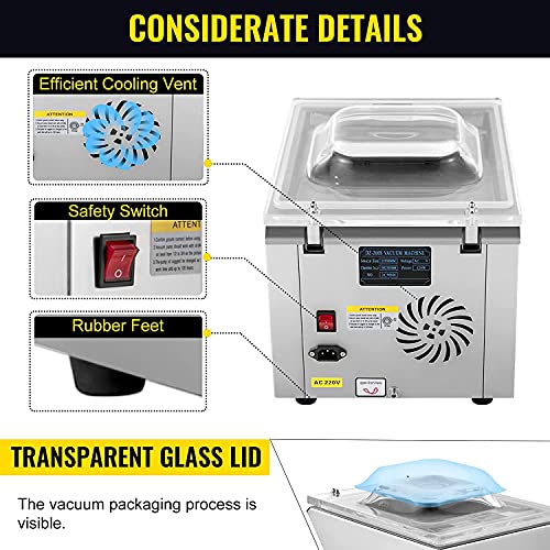 VEVOR Chamber Vacuum Sealer DZ-260C Kitchen Food Chamber Vacuum Sealer, 110V Packaging Machine Sealer for Food Saver, Home, Commercial Using