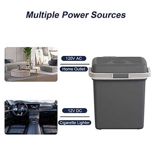TREFAN Electric Cooler & Warmer 28 Quarts/26L Car Refrigerator 12V Car Coolers for Travel Plug in, Electric Coolers for Vehicles Truck AC/DC, Portable Refrigerator for Car, Camping, RV, Van, Boat