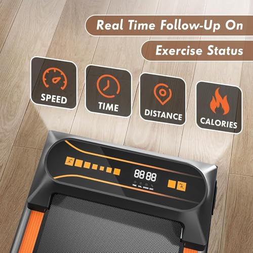 Walking Pad,Max 2.5 HP Portable Under Desk Treadmill,265LBS Capacity Installation-Free Treadmills for Home & Office Small,Remote Control LED Display