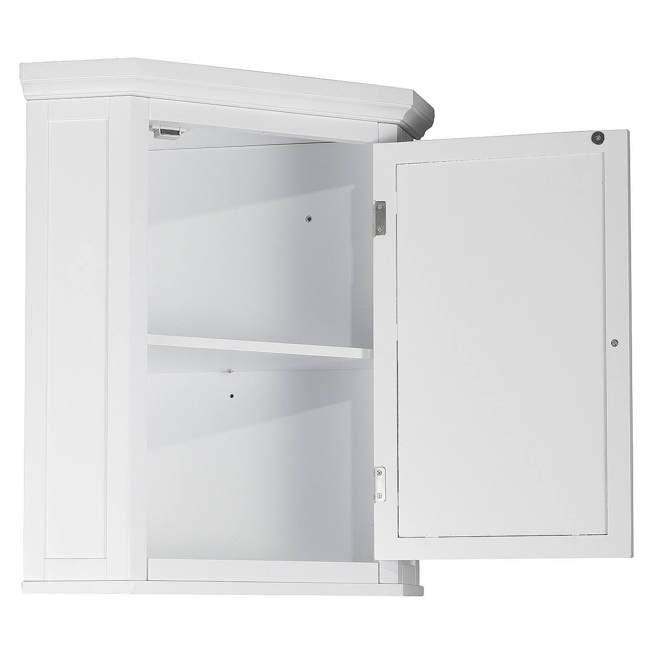 Elegant Home Fashions Glancy Wooden Corner Wall Cabinet, White