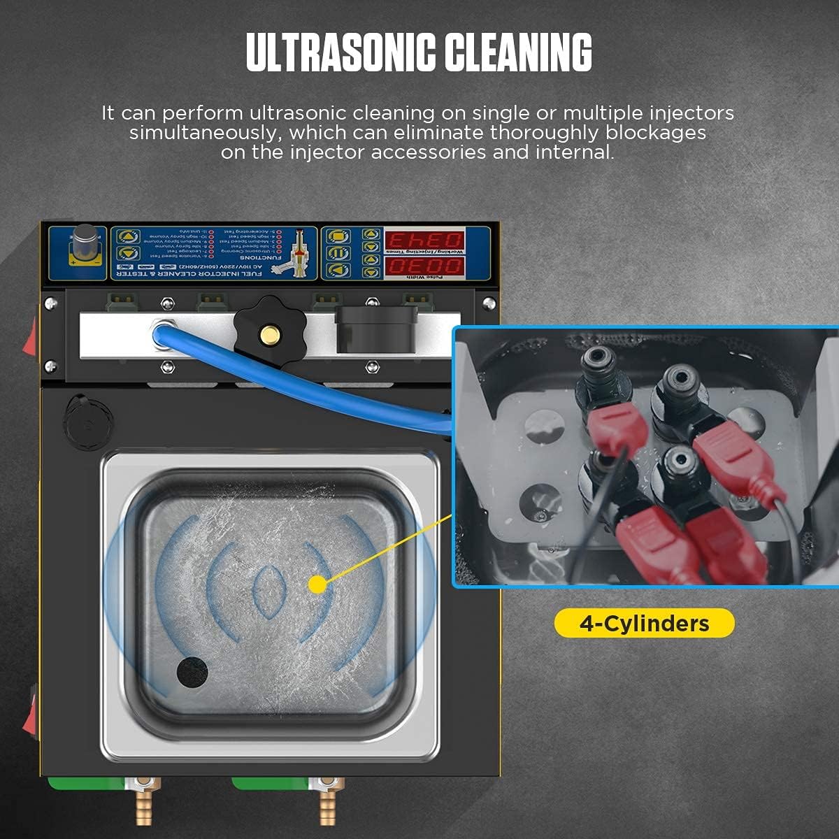 FXTUL Fuel Injector Cleaner Kit Injector Cleaner Tester Machine with 4-Cylinder Fuel Injection Cleaner Tool 220V/110V Automotive Fuel Injection System Cleaning Machine for Motorcycle Vehicle