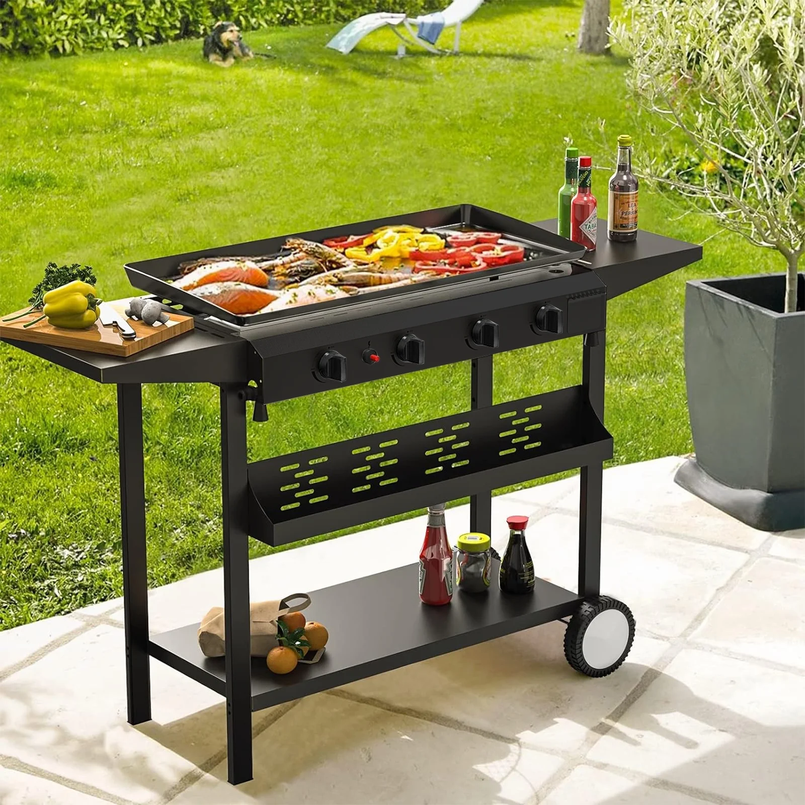 SUGIFT 4-Burner Propane Gas BBQ Grill Cooking Station