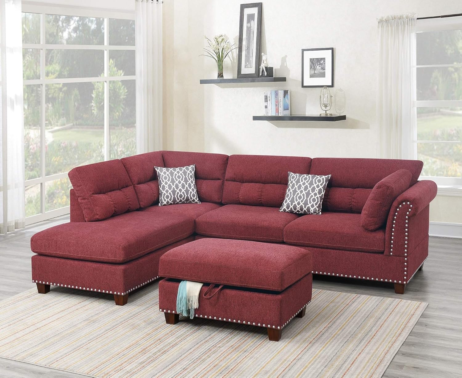 Sectional sofa Red Velvet #F6419