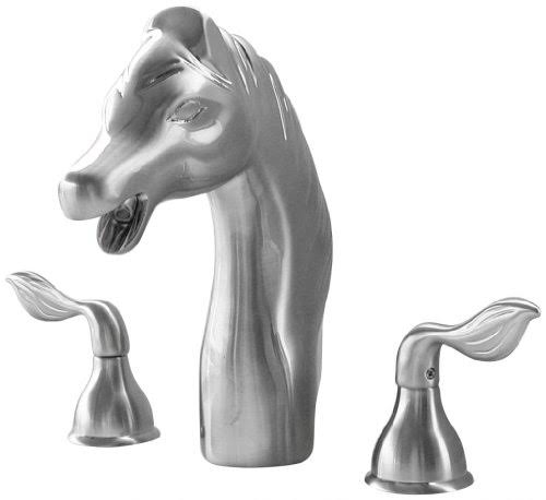 Allbrass Brushed Nickel Horse Head Sink Faucet Complete Set Including Hose, Valves and Trim