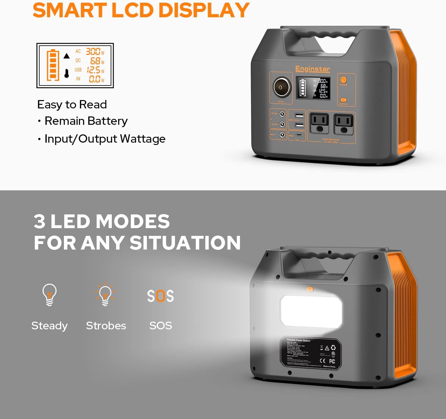 Portable Solar Generator, 300W Portable Power Station with Foldable 40W Solar Panel, 110V Pure Sine Wave, 296Wh 80000mAh Lithium Battery Pack with DC AC Outlet for Home Use RV Outdoor Camping