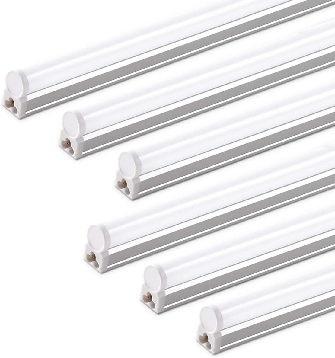 (Pack of 6) Barrina LED T5 Integrated Single Fixture, 4FT, 2200lm, 6500K (Super Bright White), 20W, Utility Shop Light, Ceiling and Under Cabinet Light, Corded Electric with Built-in ON/Off Switch Pack of 2