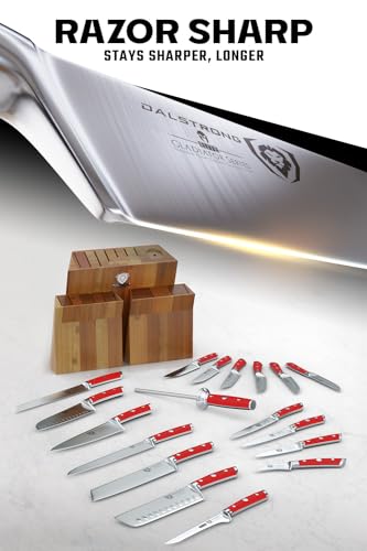 DALSTRONG Knife Set Block - Gladiator Series Elite - German HC Steel - Wood Stand - NSF Certified