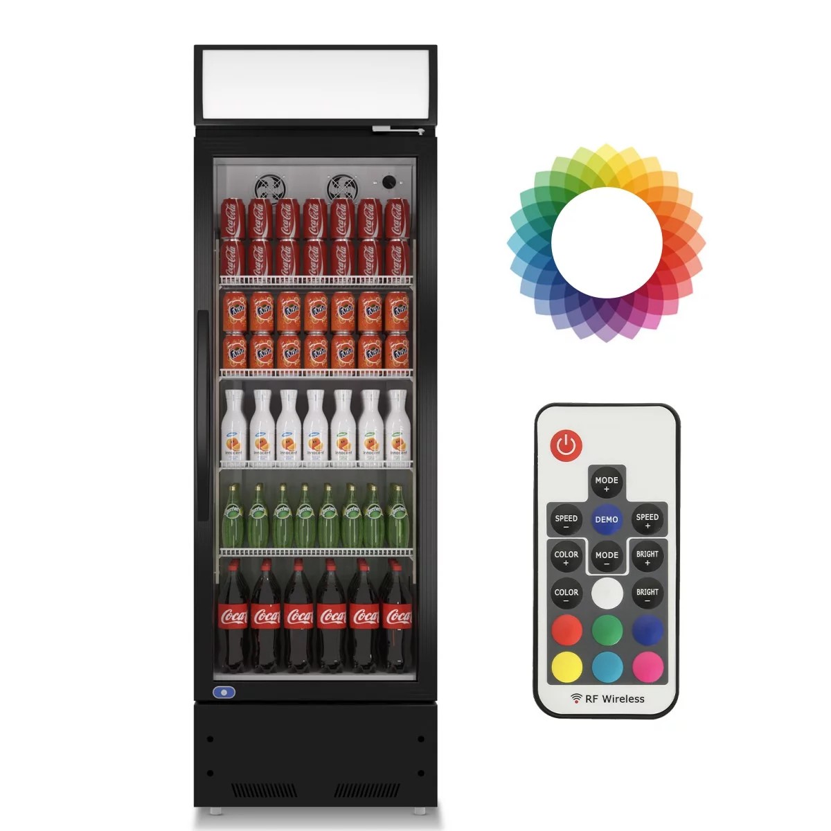 Chingoo 24" Commercial Drink Refrigerator with Glass Door, 16.5 Cu.ft Upright Beverage Refrigerator with Adjustable Shelves-Black