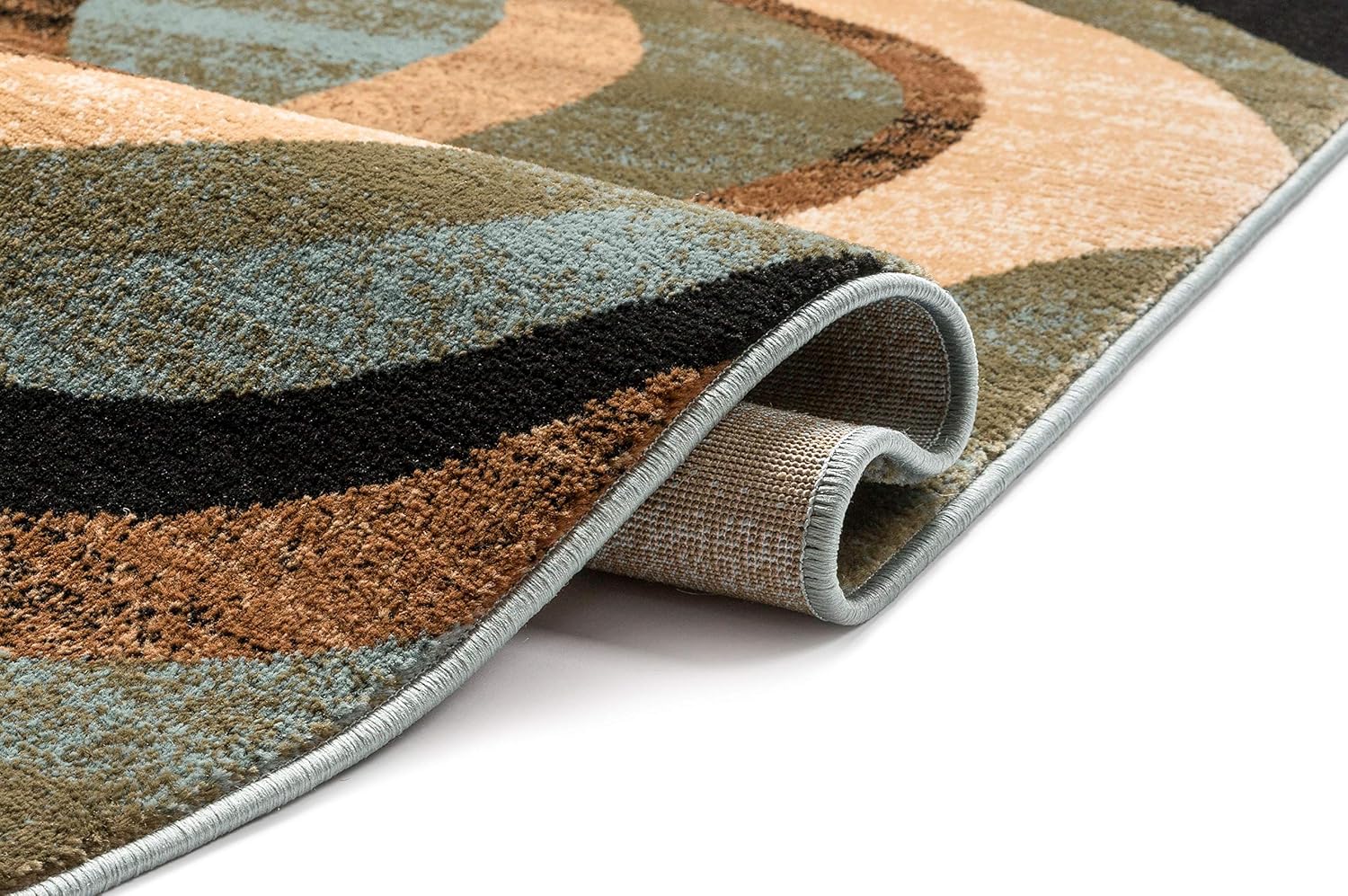 Hudson Waves Blue Brown Geometric Modern Casual Area Rug 8x10 8x11 ( 7'10" x 9'10" ) Easy to Clean Stain Fade Resistant Shed Free Abstract Contemporary Natural Lines Multi Soft Living Dining Room Rug