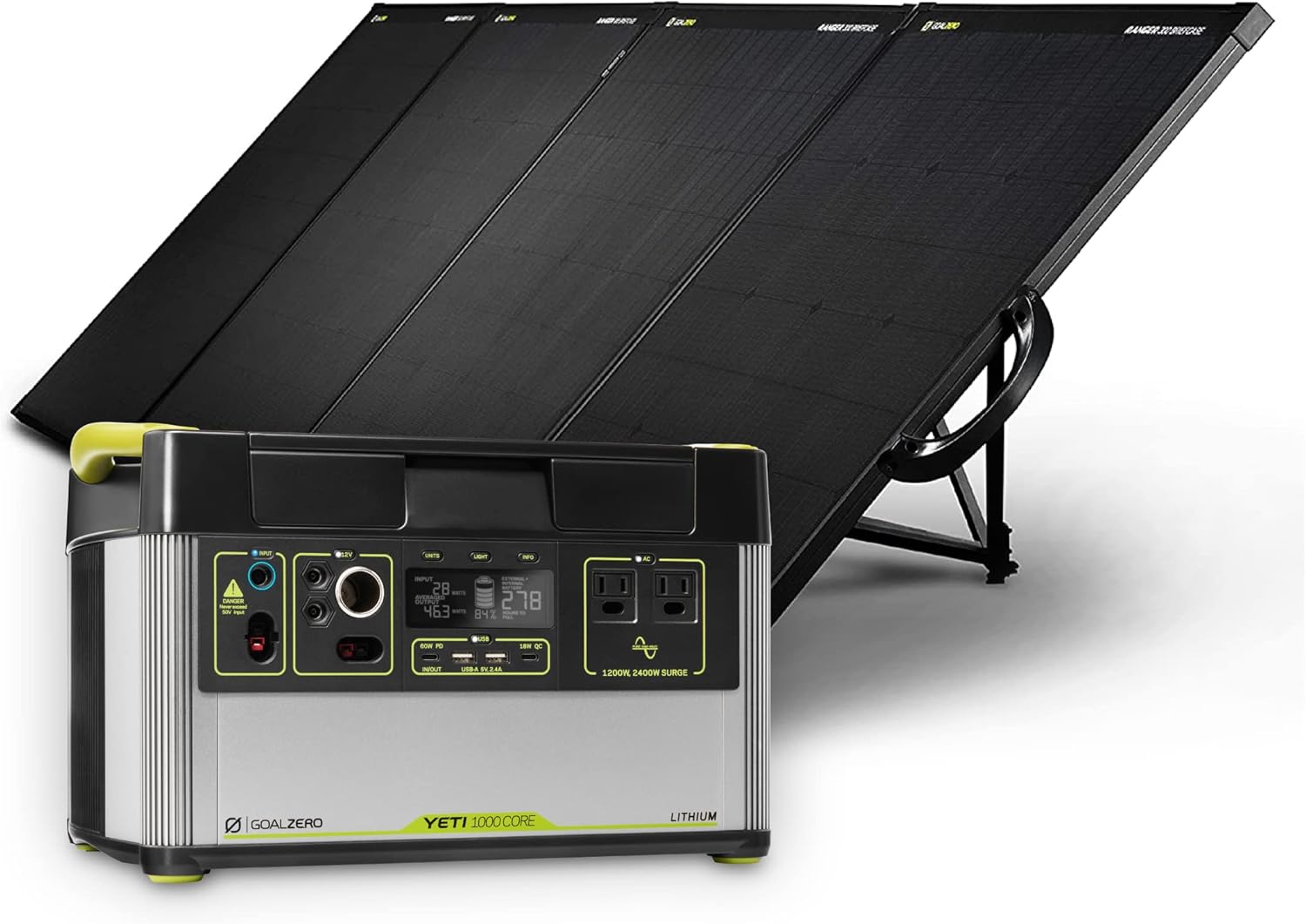 Goal Zero Yeti 1000 Core Portable Power Station, 1,000 W, Solar-Powered Generator (Solar Panel Not Included), USB-A/USB-C Ports and AC Outlets, Power for Camping and Tailgating, Emergency Power