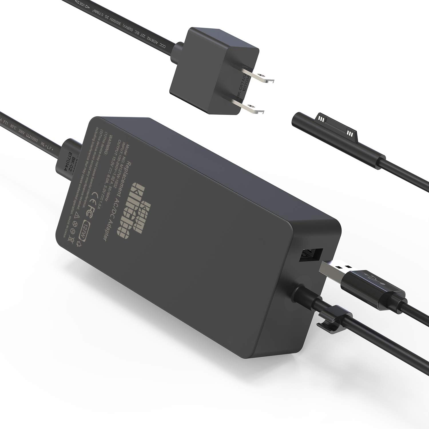 Surface Book 3 Charger, 127W 15V 8A Power Adapter Compatible with Surface Book 3/2/1, Surface Pro 8/Pro X/Pro 7/Pro 6/Pro 5/Pro 4/Pro 3,Surface Laptop Studio/3/2/1, Surface Go 3/2/1 With Carrying Case