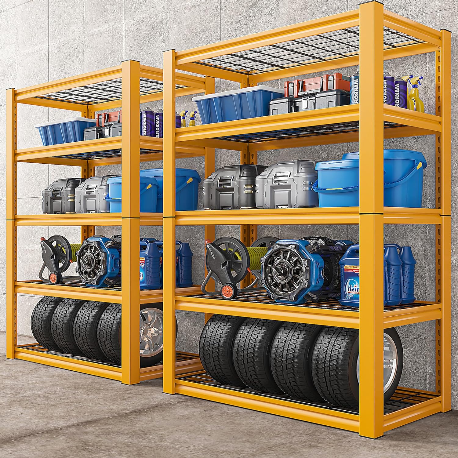 REIBII 72" H Garage Shelving Heavy Duty 2000LBS, Adjustable Storage Shelves Metal Shelving Units and storage 5-Tier Heavy Duty Shelving Pantry Industrial Shelves Storage Rack 35.8"W x 16.1"D x 72"H