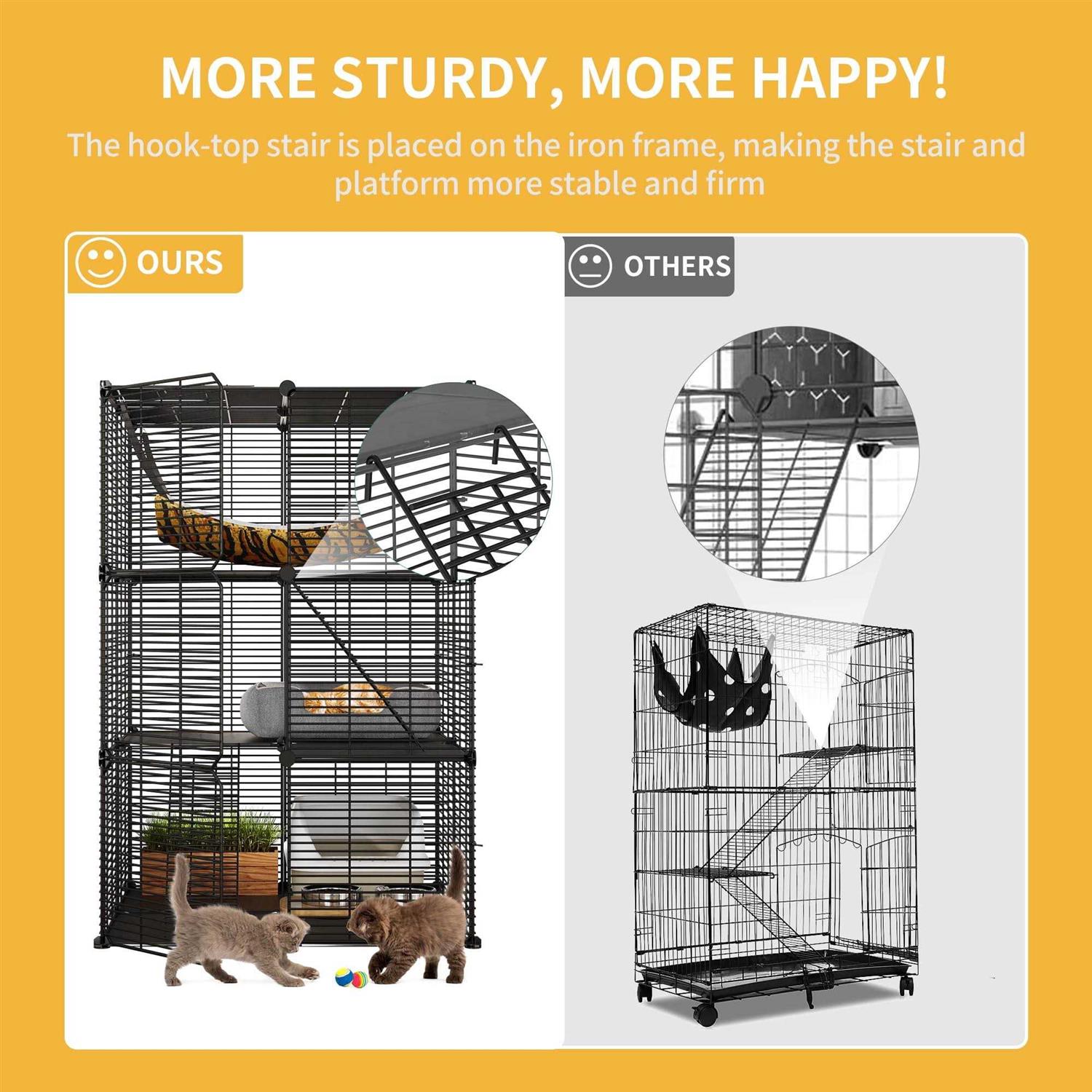 Dextrus Cat Cage Cat Enclosures Cat Kennel with Extra Large Hammock for 1-2 Cats - Pet Supplies online store