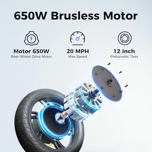 Jasion JS3/PRO Electric Scooter with Seat, 650/850W Peak Motor Electric Scooter Adults, 20/25Miles Ranges Sports Scooter for Adults, 20/25MPH Max Speed, Foldable E-Scooter for Pets, Disc Brakes