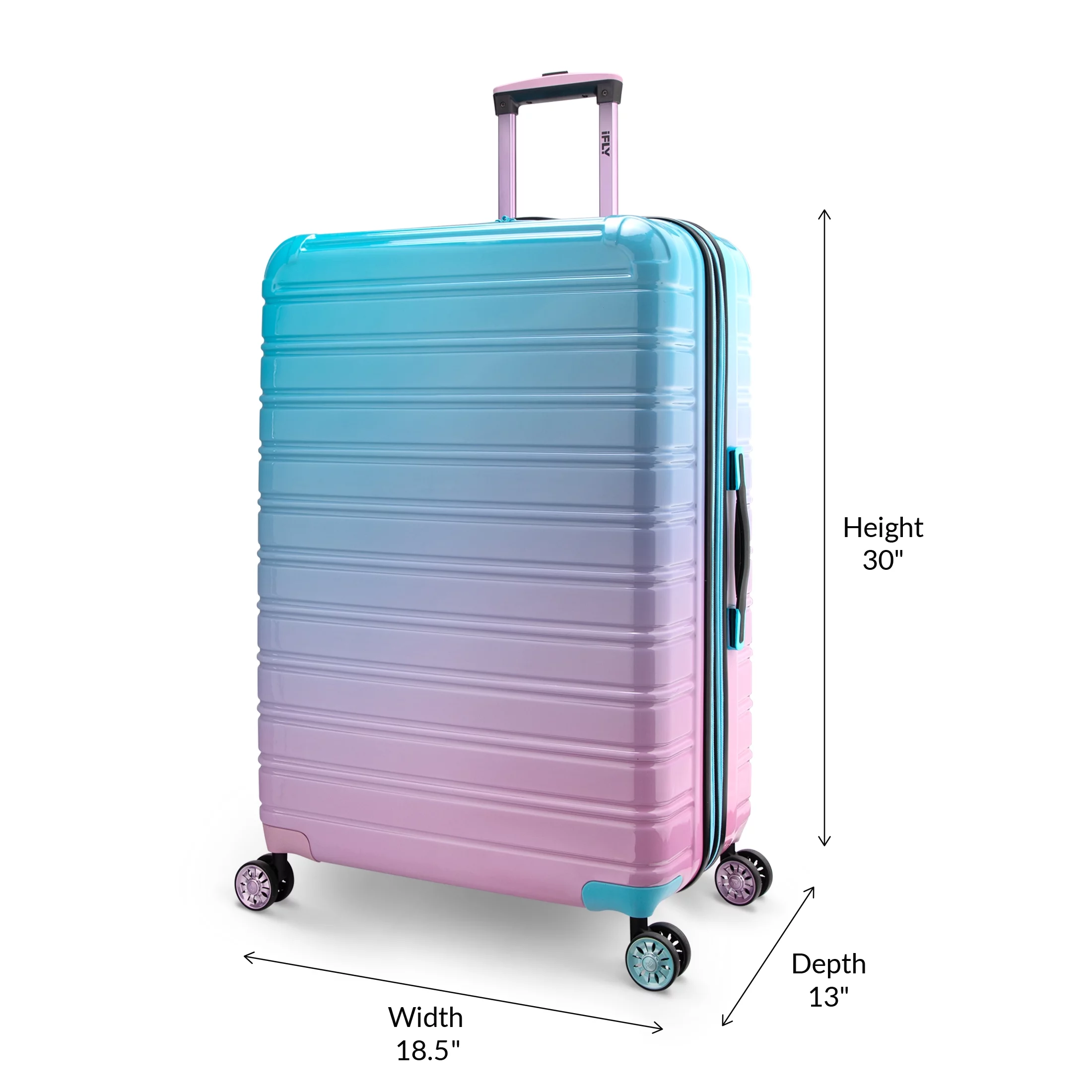 iFLY Hardside Luggage Fibertech 3 Piece Set, 20" Carry-on Luggage, 24" Checked Luggage and 28" Checked Luggage, Cotton Candy