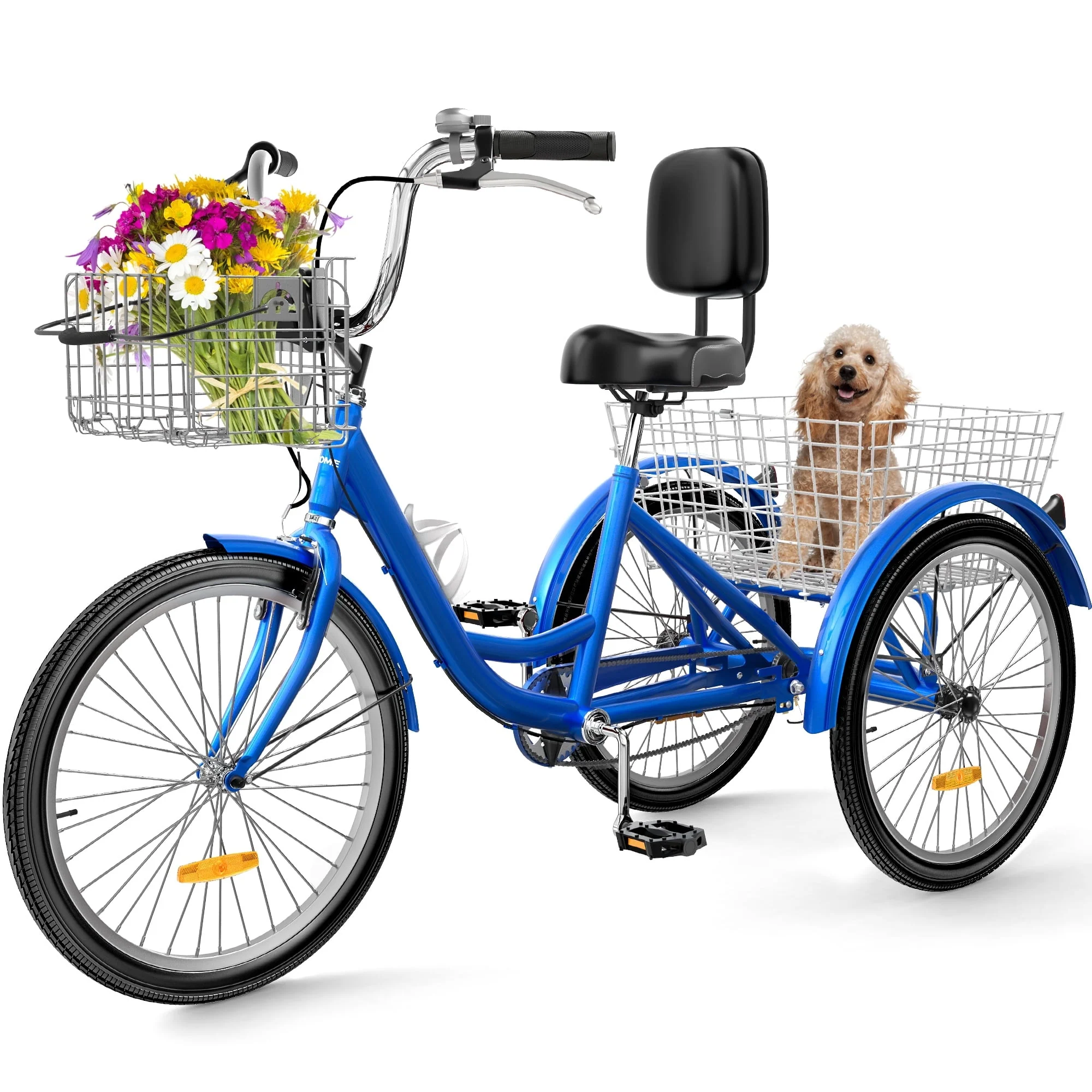 26 Adult Tricycle 3 Wheel Bikes 1 Speed Trike Bike 24 - Blue