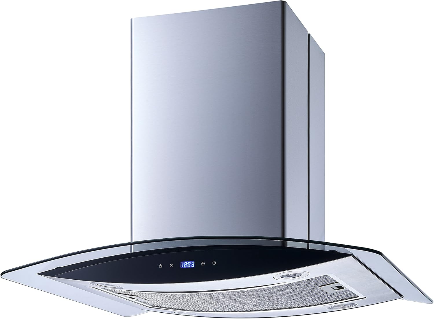 Winflo 30 In. Convertible Stainless Steel Glass Island Range Hood with Mesh Filter and Touch Sensor Control