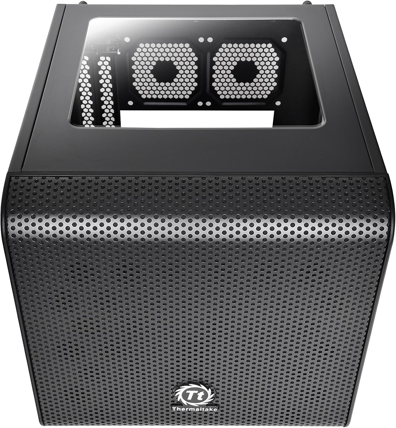 Thermaltake Core V1 SPCC Mini ITX Cube Gaming Computer Case Chassis, Interchangeable Side Panels, Black Edition, CA-1B8-00S1WN-00