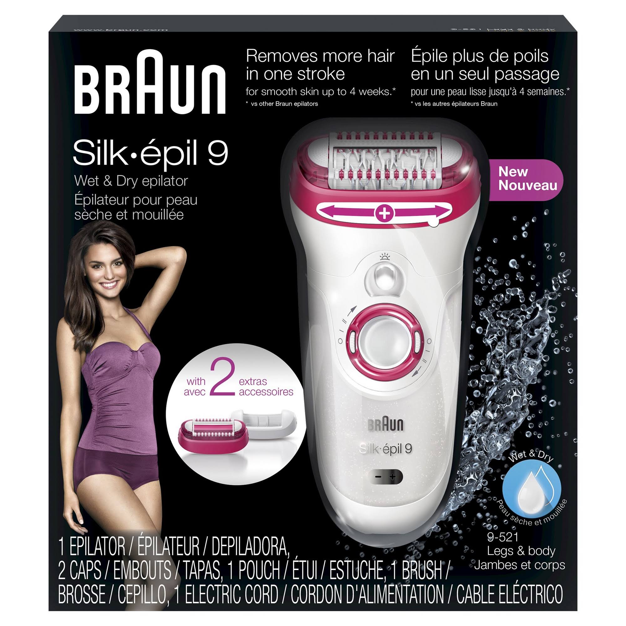 Braun Silk-epil 9 9-521 Wet u0026 Dry Cordless Epilator/Trimmer