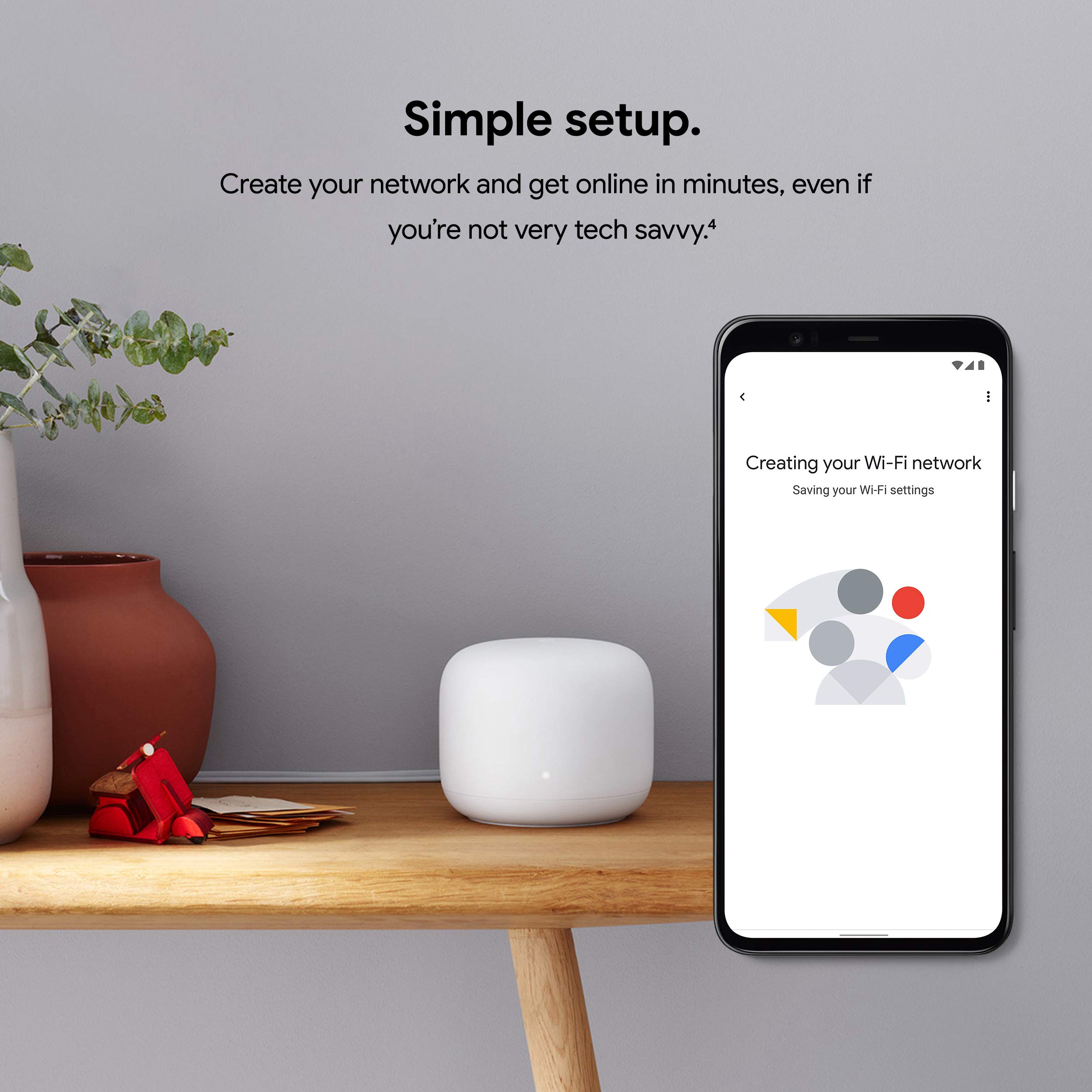 Google Nest Wifi -  AC2200 - Mesh WiFi System -  Wifi Router - 2200 Sq Ft Coverage - 1 pack