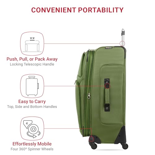 SwissGear Sion Softside Expandable Luggage, Black, Checked-Large 29-Inch
