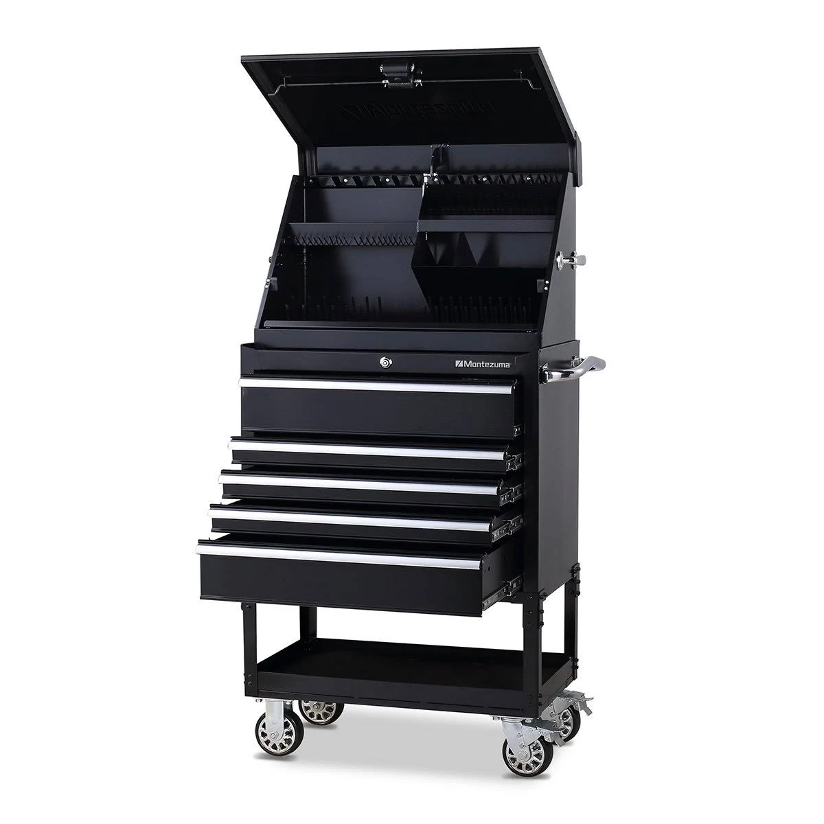 Montezuma ME300B Steel Triangle Toolbox, Black, 30x22 x 15x22