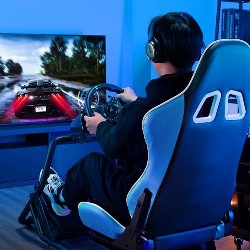 ARES WING Racing Simulator Cockpit with Monitor Mount and Seat, Formula and GT Sim Racing Cockpit Compatible with Fanatec, Thrustmaster, Logitech, Moza Racing Games on PS5, PS4, Xbox and PC