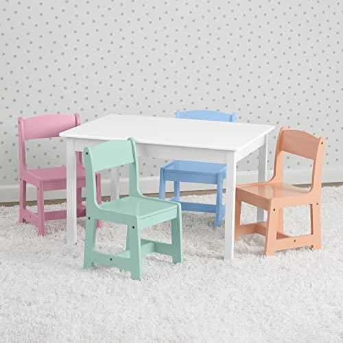 Delta Children Mysize Table with 4 Chairs, Bianca White/Primary