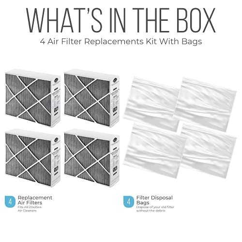 Lennox 20x25x5 Furnace Filter, X6675 Filter Replacement, Merv 16 Carbon Clean Filter Media with Homequip Disposal Bag