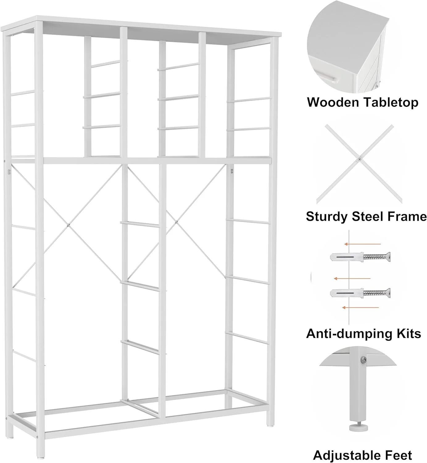HOMEFORT 18 Drawer Dresser for Bedroom, 57" Tall Fabric Chest of Drawers, Large Capacity Storage Organizer Tower for Closet, Living Room, Hallway, Entryway, White