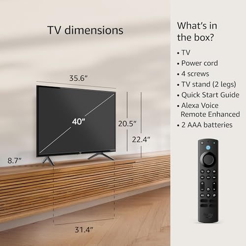 Amazon Fire TV 40" 2-Series (newest model), HD smart TV with Fire TV Alexa Voice Remote, stream live TV without cable