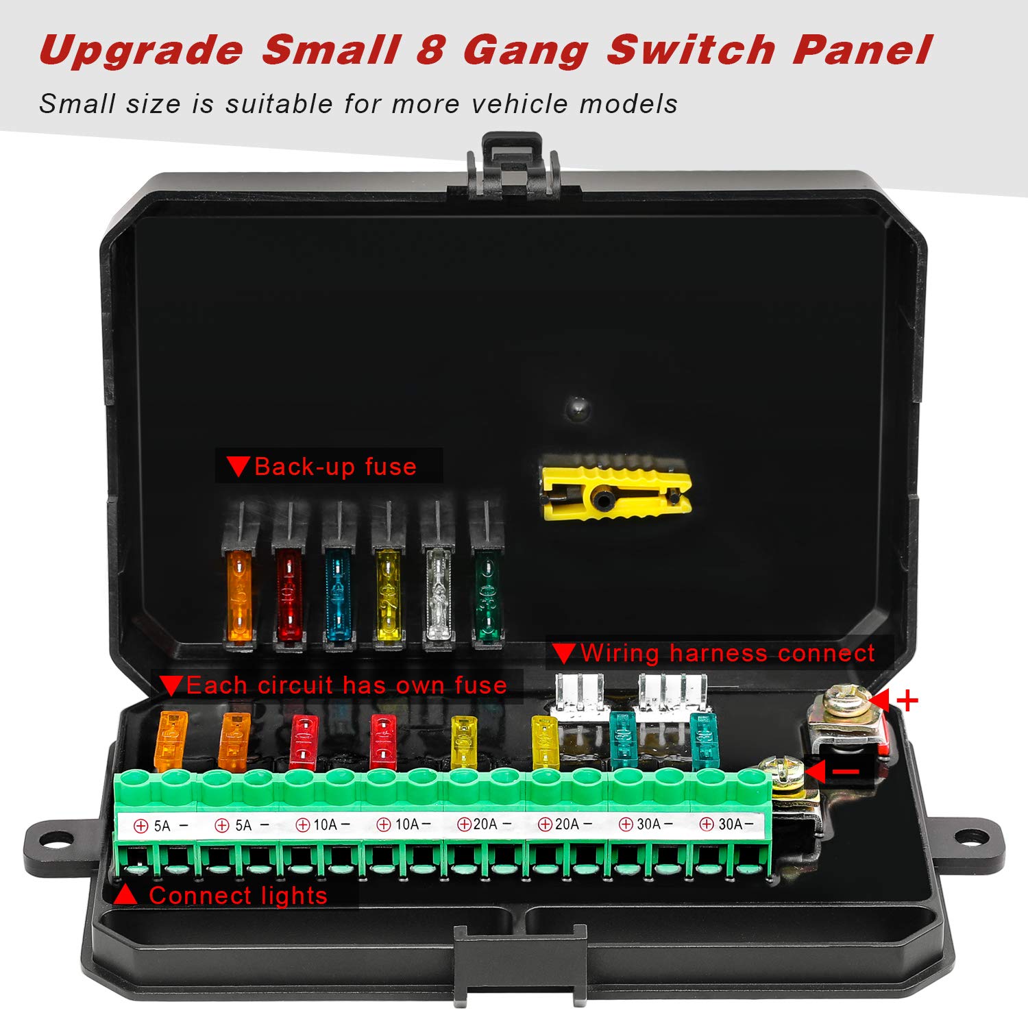 6 Gang Switch Panel Kit, Auto Power Plus Circuit Control Box Relay System Universal ON-Off Touch Switch Box for Car Marine Boat ATV UTV Truck