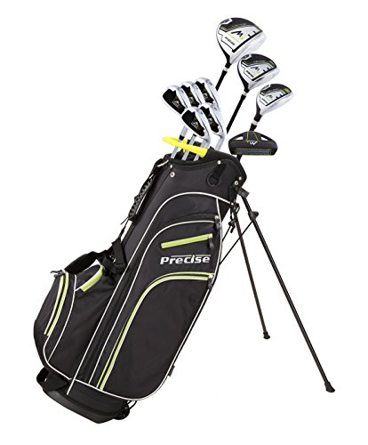 Precise M3 Men's Complete Golf Clubs Package Set Includes Driver, Fairway, Hybrid, 6-PW, Putter, Stand Bag, 3 H/C's - Right Handed - Regular, Petite or Tall Size
