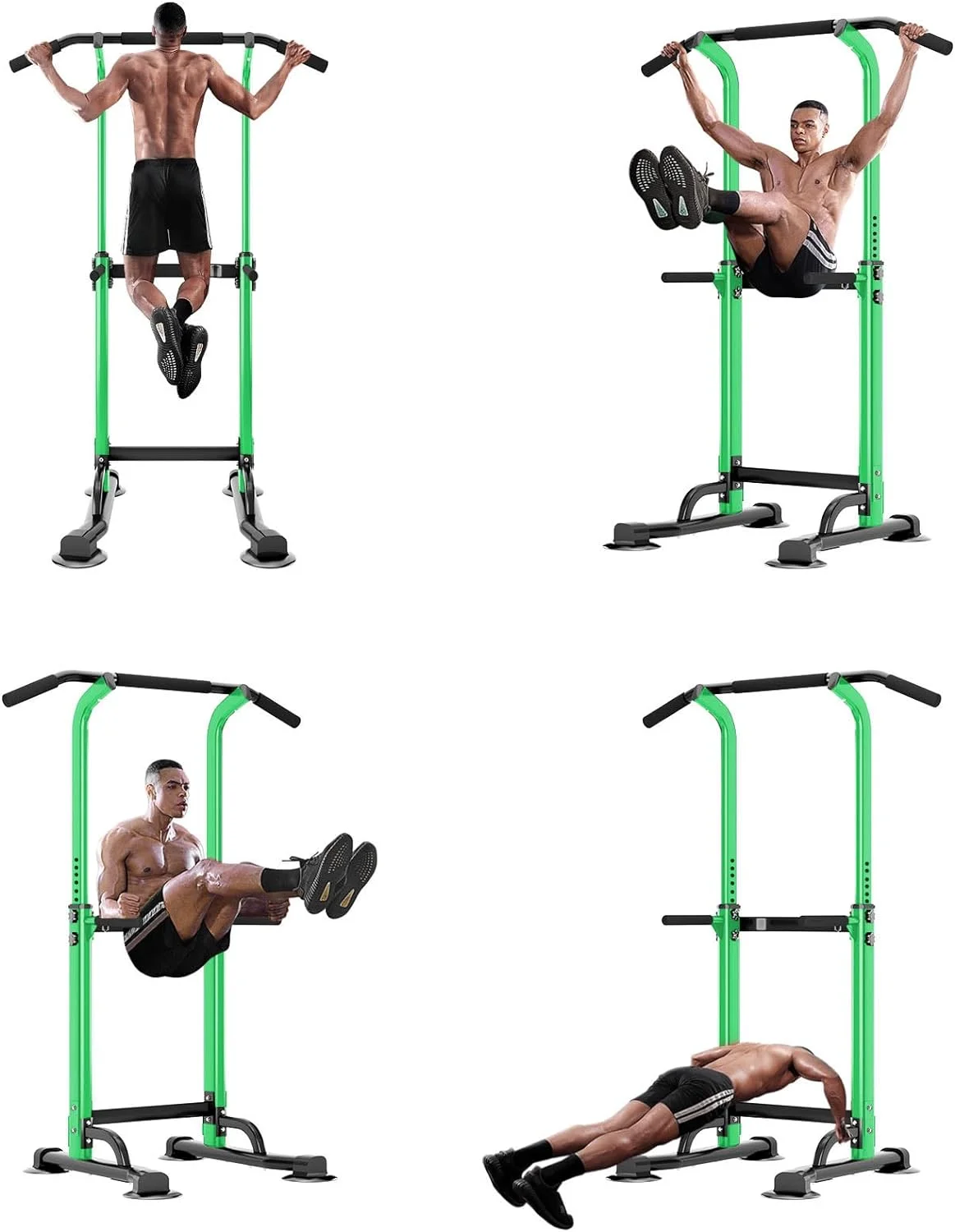 SOGES Height Adjustable Power Tower Dip Stands Pull up Bar Strength Training for Home Gym Black