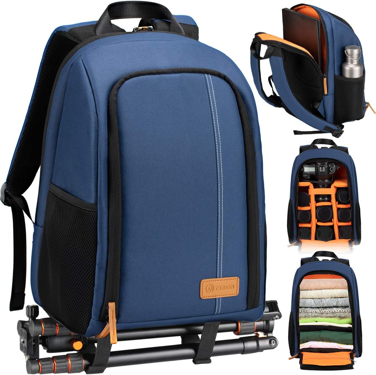 TARION Camera Backpack Waterproof Camera Bag Large Capacity Camera Case Photography Backpack with 15 Inch Laptop Compartment Rain Cover for Men Women Photographer DSLR SLR Cameras Lens Tripod