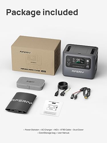 AFERIY Portable Power Station 1200W / 960Wh Power Station LiFePO4 Battery, Quick Charge in 1.5H, 4 AC Outlets, UPS, Solar Generator, Electric Generator for Home Camping Use