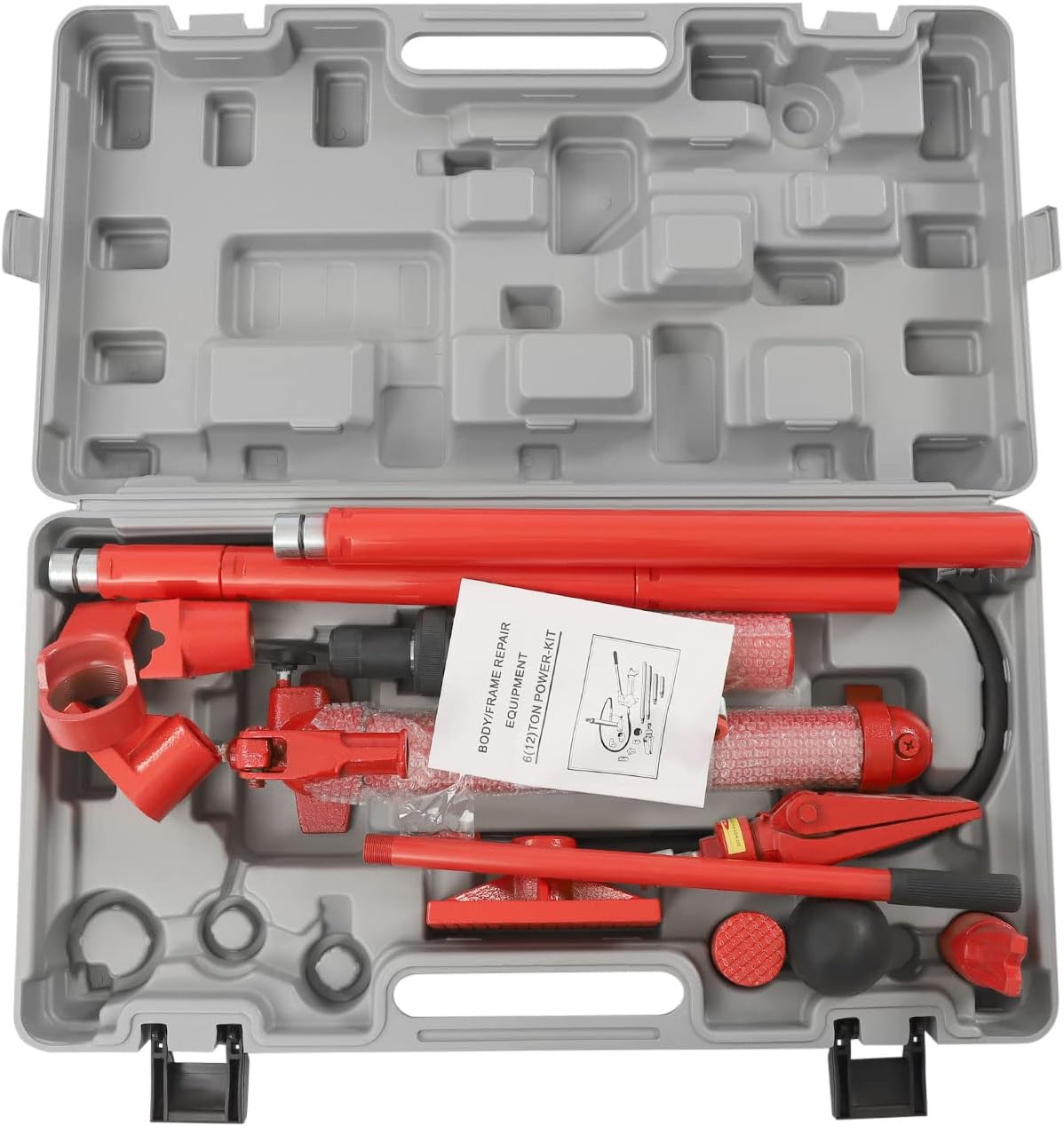 12 Ton Hydraulic Jack Ram Kit 14 Accessories Auto Body Frame Repair Kit Portable Hydraulic Lift Equipment Tool Steel Hydraulic Jack with Case Autobody Frame Repair Power Tools for Repair