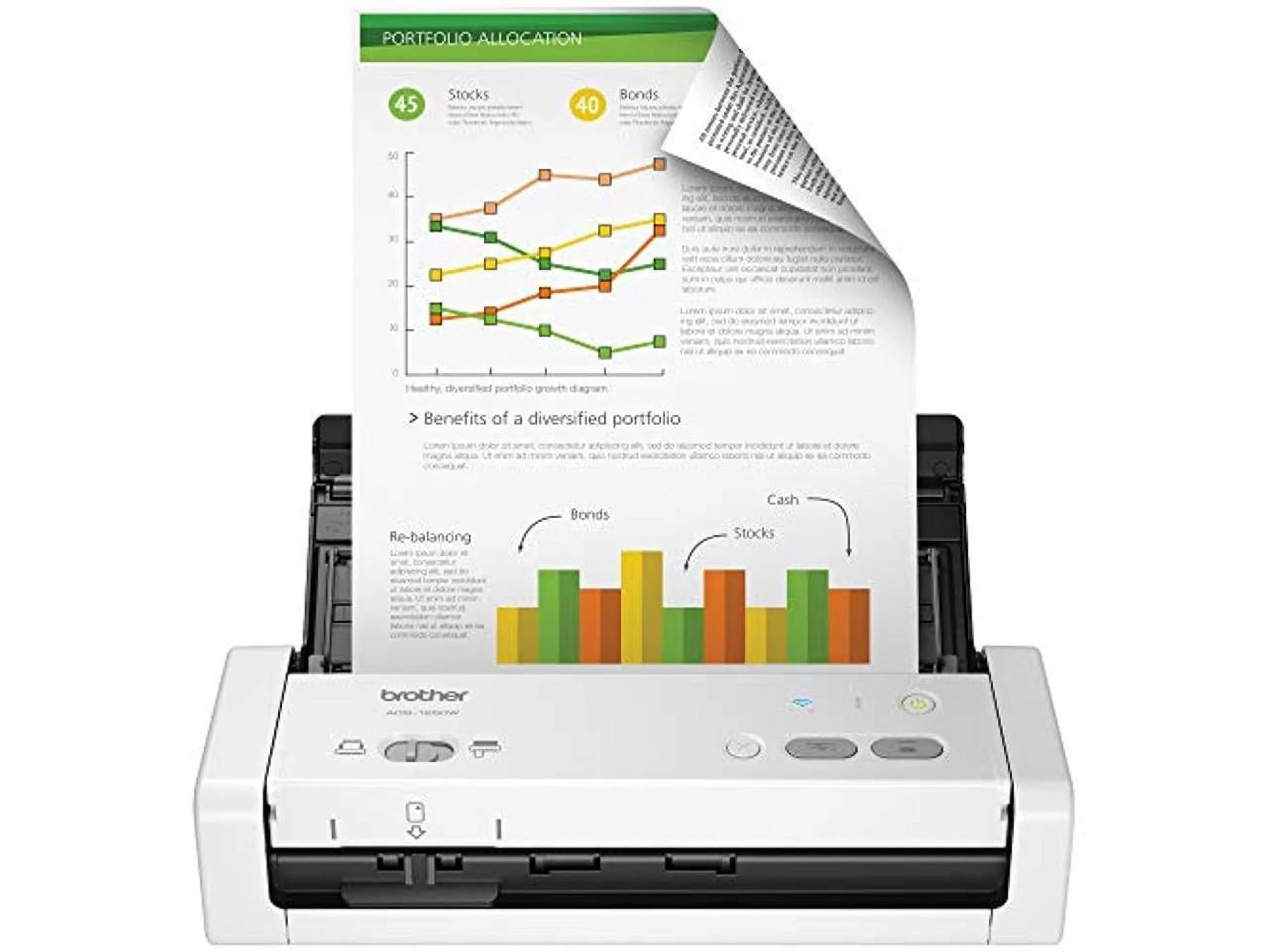 Brother Compact Desktop Scanner, ADS-1250W, Portable, Wireless Connectivity