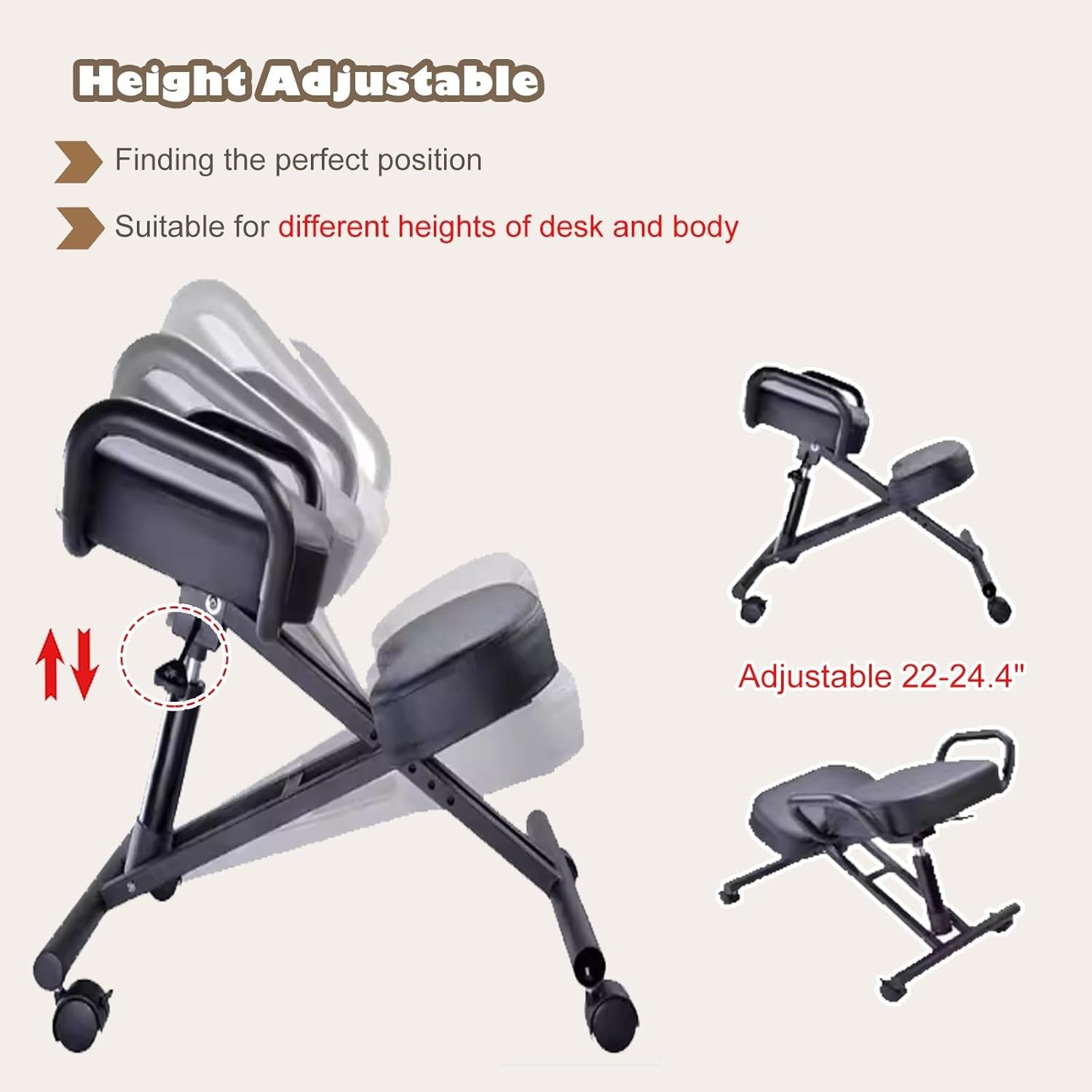 Desk Kneeling Chairs Posture Chair for Desk - Ergonomic Chair Kneeling Chair with Arm - Posture Chair for Computer Workers Yoga Lovers Meditation Fanatics - Thick Comfortable Cushions