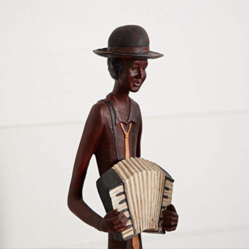 Deco 79 Polystone Musician Decorative Sculpture Tall Long Legged Jazz Band Home Decor Statues with Black Base Stand, Set of 4 Accent Figurines 5"W, 40"H, Brown