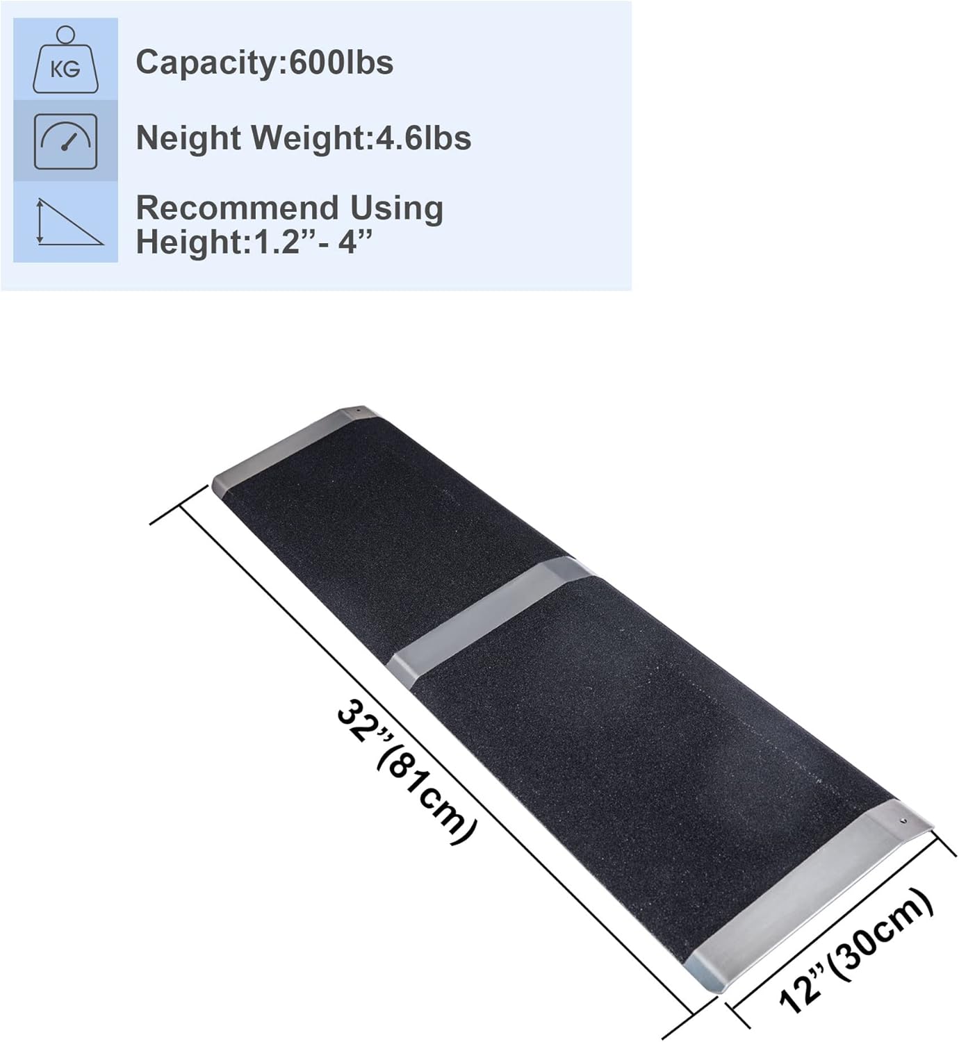 LEMNISCATE Threshold Ramps for Doorways, Portable Wheelchair Wheelchairs for Home, Lightweight Door Threshold Ramp，Adjustable Height Up to 1-4 Inch Rise, 12 * 32