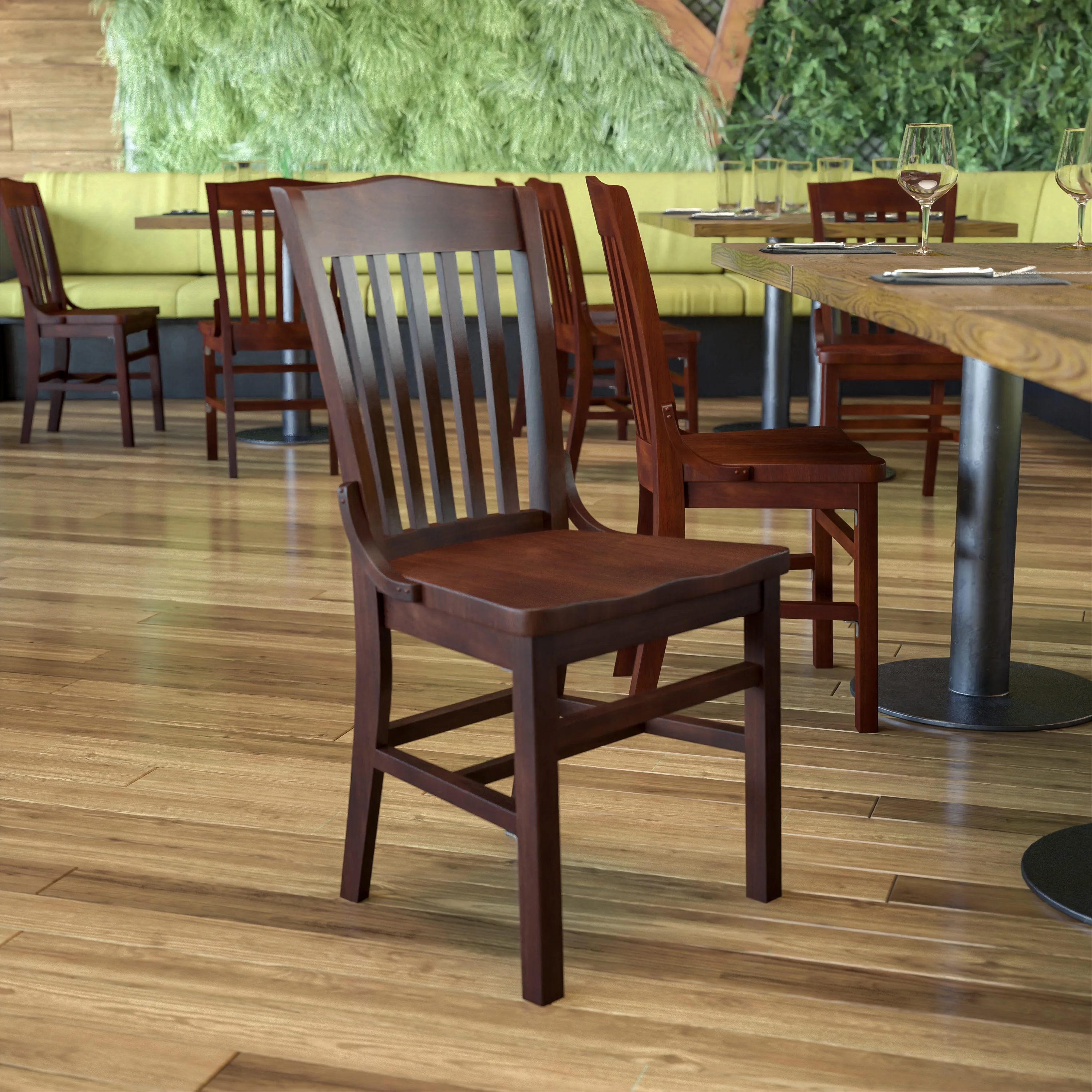 Flash Furniture HERCULES Series School House Back Walnut Wood Restaurant Chair