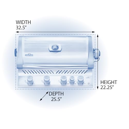 Napoleon Built-in Prestige 500 Rear Burner Natural Gas Grill Head, sq.in. + Infrared, Stainless Steel