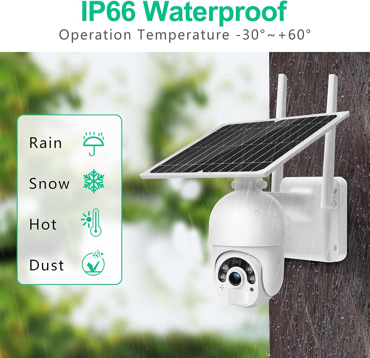 Solar Security Camera, Wireless Outdoor WiFi 360&deg; PTZ Camera, MPW 15000mAh Battery Solar Powered Security Camera, Outside Camera with 1080P Night Vision, Motion Detection, 2 Way Audio, IP65, SD/Cloud