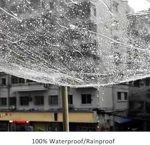 Clear Tarpaulin with Eyelets, Heavy Duty Waterproof 0.35mm PVC Glass See Through Tarp Cover Sheet for Garden Furniture,Pool,2.5 * 5M,Clear