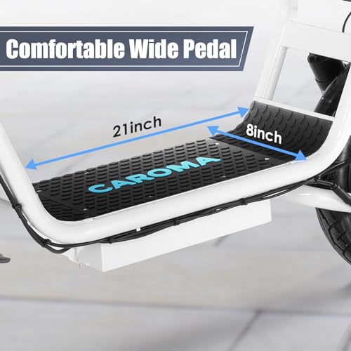 Caroma Peak 500W/800W/1200W Electric Scooter with Seat, Max 15/20/30Miles Range&20MPH, 14" Tires Foldable Adult Electric Scooter with Basket for Pets & Cargo, Dual Shock Absorbing Ebike for Commuting