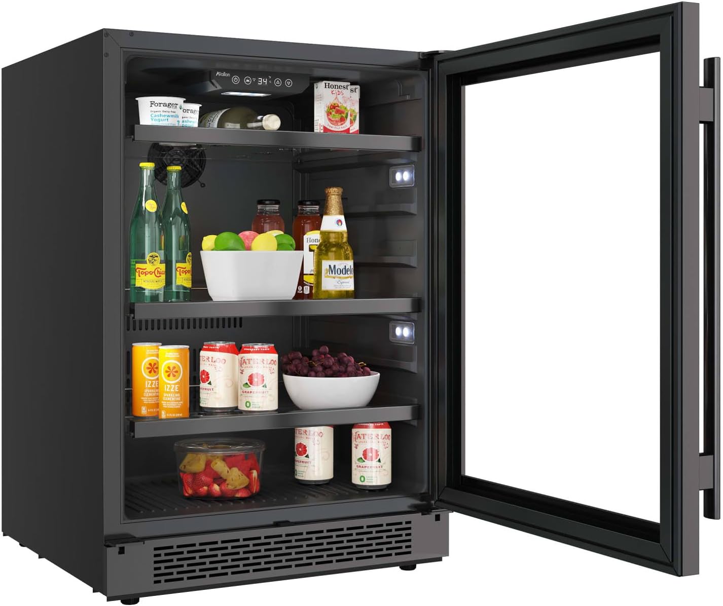 Avallon ABR242SGLH 24 Inch Wide 140 Can Energy Efficient Beverage Center with LED Lighting, Double Pane Glass, Touch Control Panel and Left Swing Door
